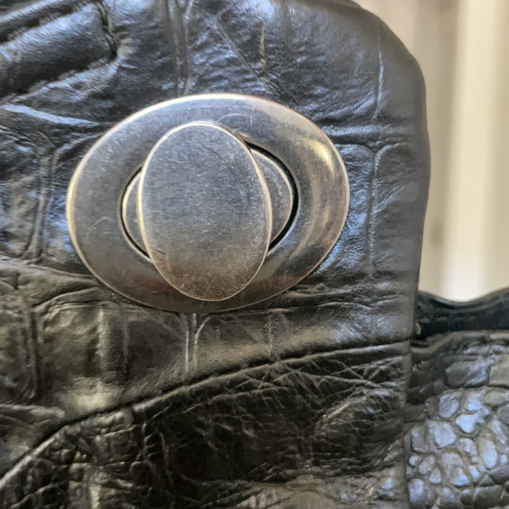 Foley + Corinna Black Leather Mock Croc Jet Set Bag 😘 - Picture 4 of 11